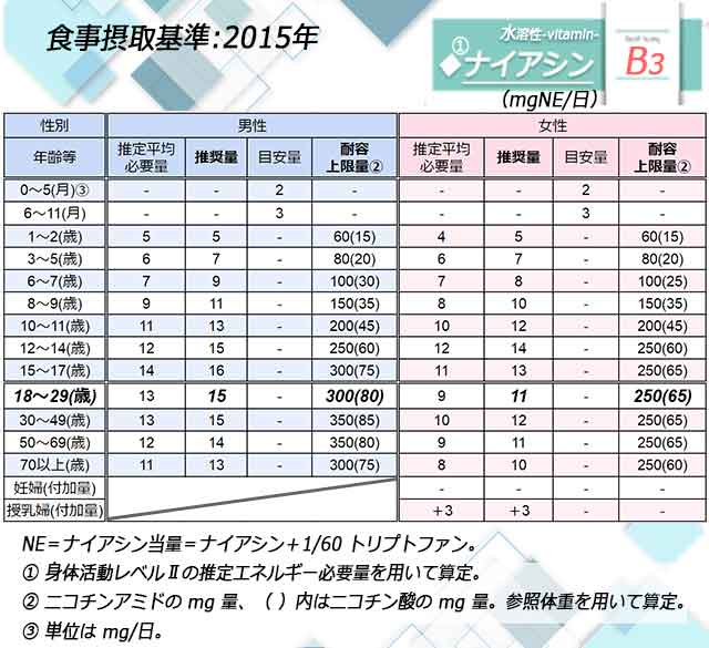 「ナイアシン」日本人の食事摂取基準◆画像