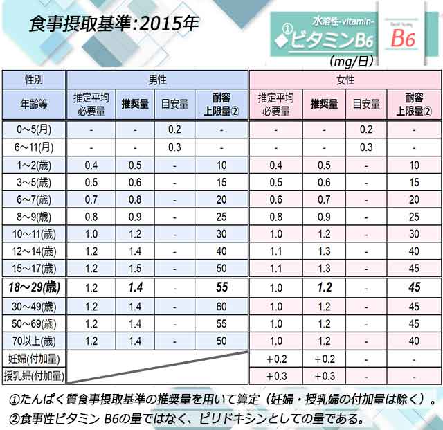 「ビタミンB6」日本人の食事摂取基準◆画像